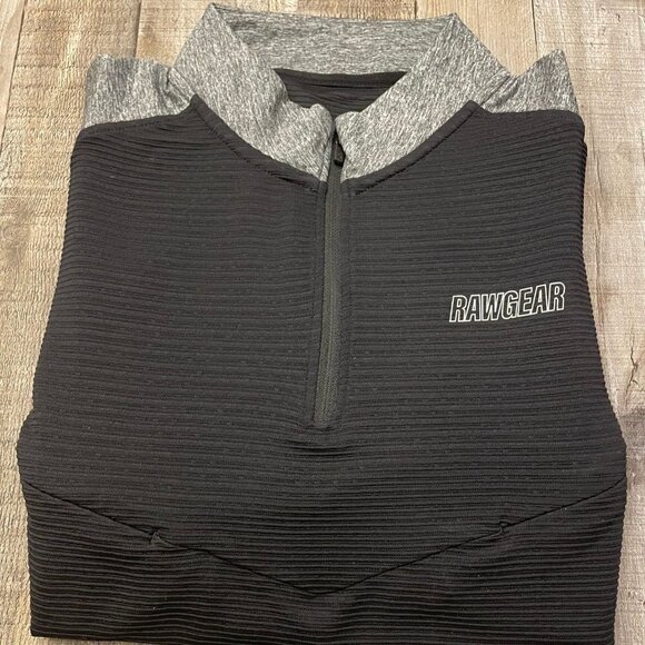 RAWGEAR Men’s Black and Gray L/S Quarter Zip Shirt with Zip Pockets | Size S - Picture 2 of 15